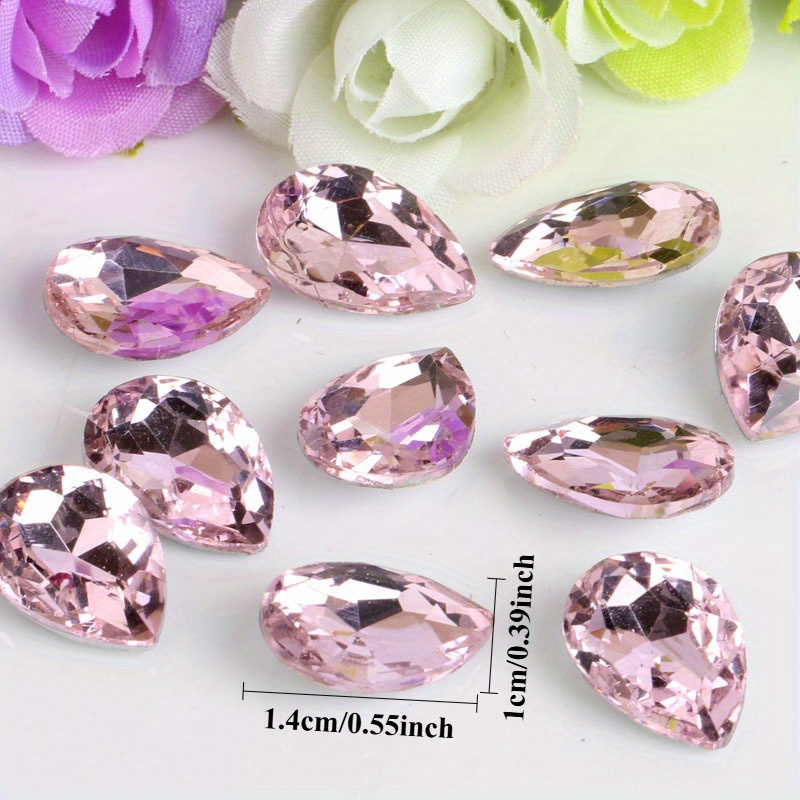 60pcs Colorful Acrylic Teardrop Crystals for DIY Headdresses & Clothing Embellis